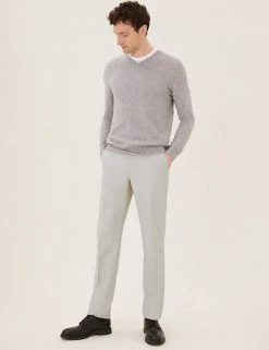 M&S Collection Smart Trousers Regular Fit Flat Front Trousers