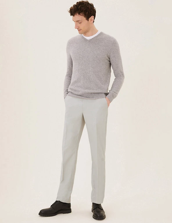 M&S Collection Smart Trousers Regular Fit Flat Front Trousers 1 M&S Collection Smart Trousers Regular Fit Flat Front Trousers