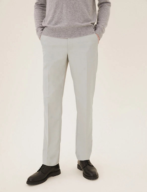 M&S Collection Smart Trousers Regular Fit Flat Front Trousers 3 M&S Collection Smart Trousers Regular Fit Flat Front Trousers - Image 3