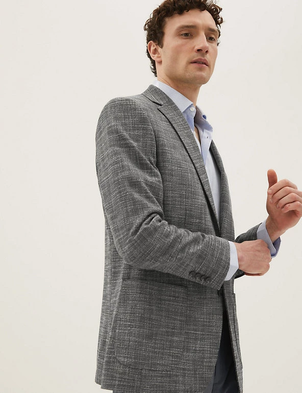 M&S Collection Men's Coats & Jackets Tailored Fit Textured Jacket 1 M&S Collection Men's Coats & Jackets Tailored Fit Textured Jacket