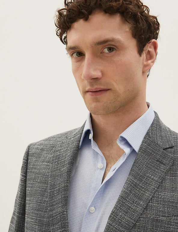 M&S Collection Men's Coats & Jackets Tailored Fit Textured Jacket 4 M&S Collection Men's Coats & Jackets Tailored Fit Textured Jacket - Image 4