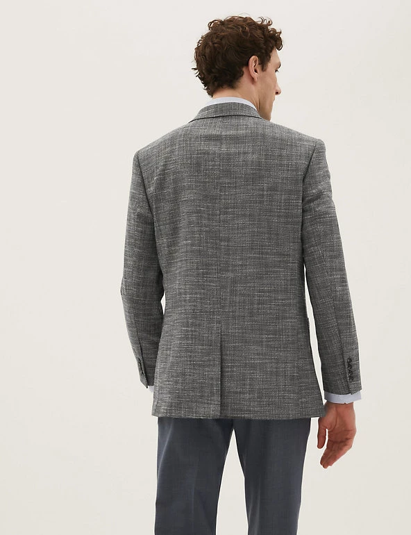 M&S Collection Men's Coats & Jackets Tailored Fit Textured Jacket 5 M&S Collection Men's Coats & Jackets Tailored Fit Textured Jacket - Image 5