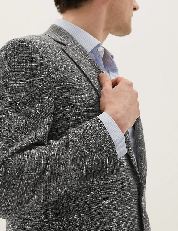 M&S Collection Men's Coats & Jackets Tailored Fit Textured Jacket 6 M&S Collection Men's Coats & Jackets Tailored Fit Textured Jacket - Image 6