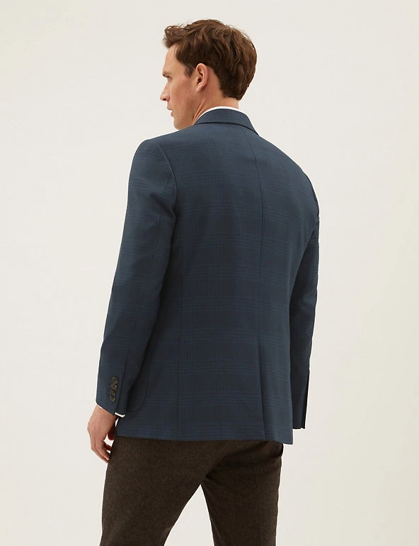 M&S Collection Men's Coats & Jackets Tonal Check Stretch Jacket 4 M&S Collection Men's Coats & Jackets Tonal Check Stretch Jacket - Image 4