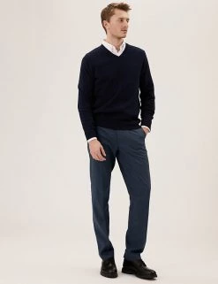 M&S Collection Smart Trousers Big & Tall Regular Fit Textured Trousers