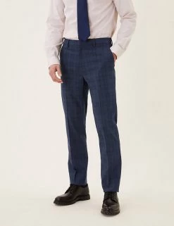 M&S Collection Smart Trousers Slim Fit Check Stretch Trousers -New In Mens Store SD 03 T70 4283F F0 X EC 1