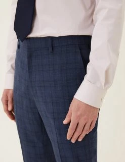 M&S Collection Smart Trousers Slim Fit Check Stretch Trousers -New In Mens Store SD 03 T70 4283F F0 X EC 2