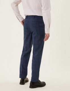 M&S Collection Smart Trousers Slim Fit Check Stretch Trousers -New In Mens Store SD 03 T70 4283F F0 X EC 3