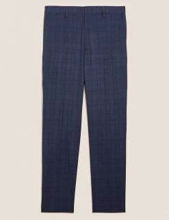 M&S Collection Smart Trousers Slim Fit Check Stretch Trousers -New In Mens Store SD 03 T70 4283F F0 X EC 7