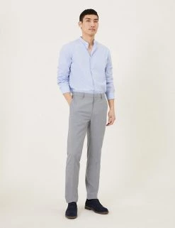 M&S Collection Smart Trousers Slim Fit Flat Front Stretch Trousers