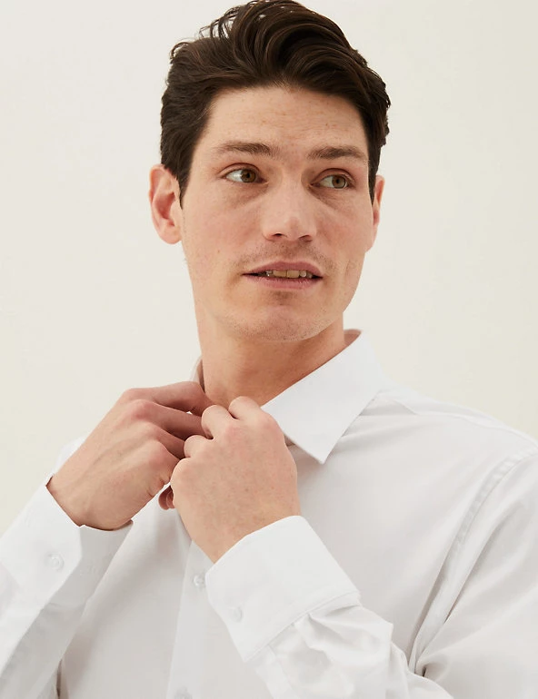 M&S Collection Personalised Gifts For Him Personalised Men's Slim Fit Cotton Shirt 6 M&S Collection Personalised Gifts For Him Personalised Men's Slim Fit Cotton Shirt - Image 6