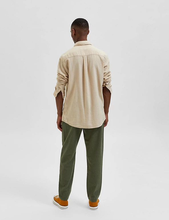 SELECTED HOMME Men's Shirts Slim Fit Linen Rich Shirt 3 SELECTED HOMME Men's Shirts Slim Fit Linen Rich Shirt - Image 3