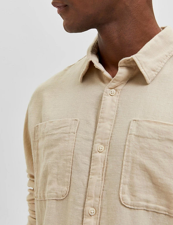 SELECTED HOMME Men's Shirts Slim Fit Linen Rich Shirt 5 SELECTED HOMME Men's Shirts Slim Fit Linen Rich Shirt - Image 5