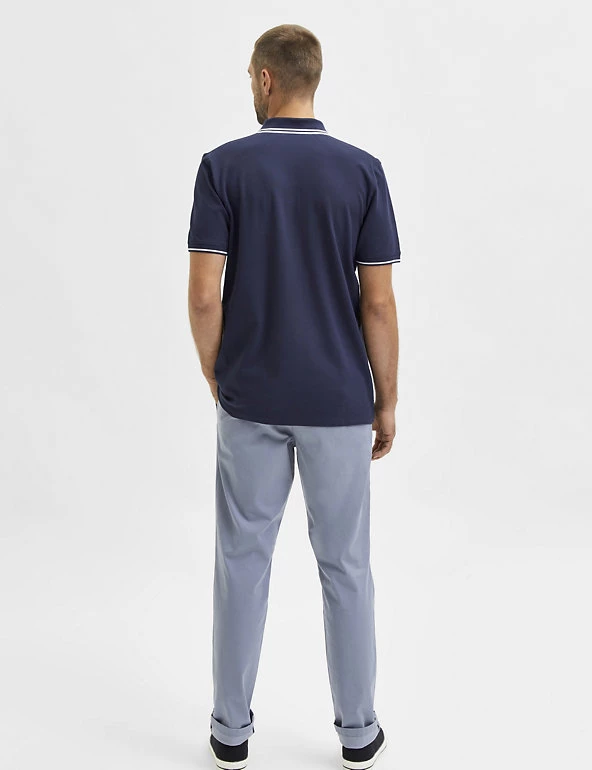 SELECTED HOMME Men's Shirts Organic Cotton Tipped Polo Shirt 9 SELECTED HOMME Men's Shirts Organic Cotton Tipped Polo Shirt - Image 9