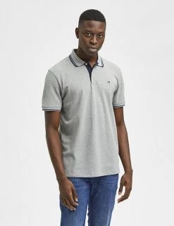 SELECTED HOMME Men's Shirts Organic Cotton Tipped Polo Shirt