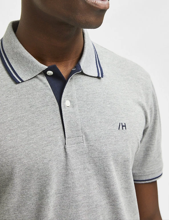 SELECTED HOMME Men's Shirts Organic Cotton Tipped Polo Shirt 5 SELECTED HOMME Men's Shirts Organic Cotton Tipped Polo Shirt - Image 5