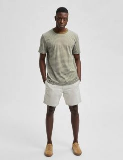 SELECTED HOMME Men's T-shirts Organic Cotton Striped Crew Neck T-Shirt -New In Mens Store SD 10 T18 1079N J4 X EC 1