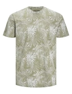 JACK & JONES Men's T-shirts Organic Cotton Leaf Print T-Shirt