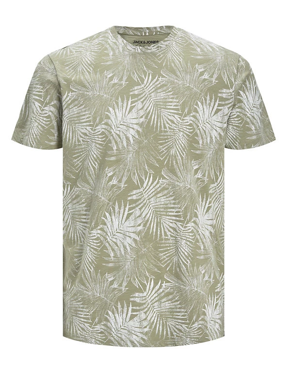 JACK & JONES Men's T-shirts Organic Cotton Leaf Print T-Shirt 1 JACK & JONES Men's T-shirts Organic Cotton Leaf Print T-Shirt