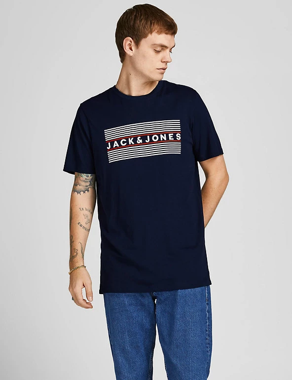 JACK & JONES Men's T-shirts Pure Cotton Crew Neck T-Shirt 1 JACK & JONES Men's T-shirts Pure Cotton Crew Neck T-Shirt