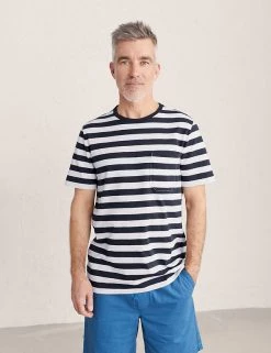 Seasalt Cornwall Men's T-shirts Organic Cotton Crew Neck Striped T-Shirt