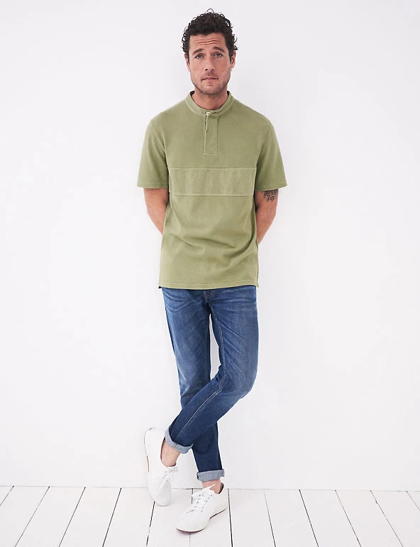 White Stuff Men's Rugby Shirts Pure Cotton Grandad Collar Rugby Shirt 1 White Stuff Men's Rugby Shirts Pure Cotton Grandad Collar Rugby Shirt