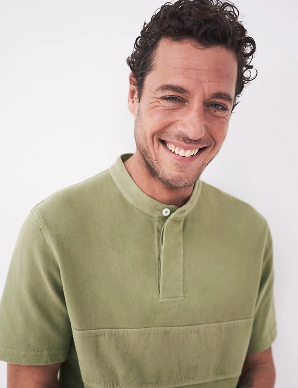 White Stuff Men's Rugby Shirts Pure Cotton Grandad Collar Rugby Shirt 3 White Stuff Men's Rugby Shirts Pure Cotton Grandad Collar Rugby Shirt - Image 3