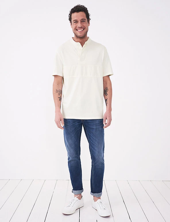 White Stuff Men's Rugby Shirts Pure Cotton Grandad Collar Rugby Shirt 7 White Stuff Men's Rugby Shirts Pure Cotton Grandad Collar Rugby Shirt - Image 7