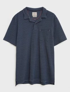 White Stuff Men's Polo Shirts Pure Cotton Striped Revere Polo Shirt -New In Mens Store SD 10 T19 1740 F4 X EC 90