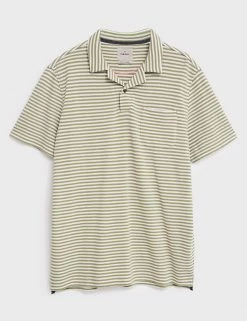 White Stuff Men's Polo Shirts Pure Cotton Striped Revere Polo Shirt -New In Mens Store SD 10 T19 1740 J4 X EC 90