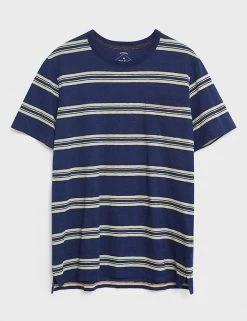 White Stuff Men's T-shirts Pure Cotton Striped Crew Neck T-Shirt -New In Mens Store SD 10 T19 1743 XU X EC 90