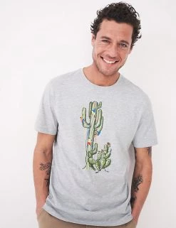 White Stuff Men's T-shirts Pure Cotton Cactus Print T-Shirt
