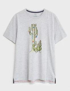 White Stuff Men's T-shirts Pure Cotton Cactus Print T-Shirt -New In Mens Store SD 10 T19 1744 T4 X EC 90
