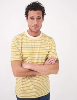 White Stuff Men's T-shirts Pure Cotton Striped Crew Neck T-Shirt