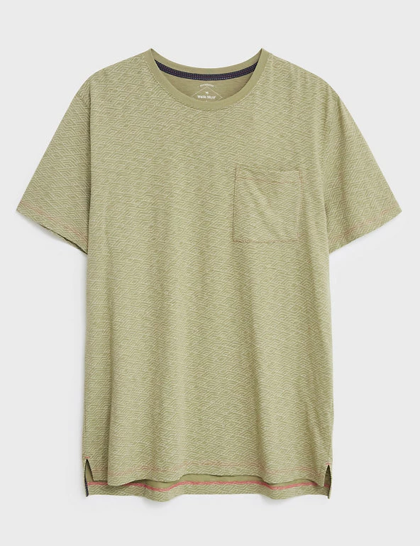 White Stuff Men's T-shirts Pure Cotton Geometric Print T-Shirt 2 White Stuff Men's T-shirts Pure Cotton Geometric Print T-Shirt - Image 2