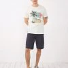 White Stuff Men's T-shirts Pure Cotton Tropical Graphic T-Shirt