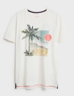 White Stuff Men's T-shirts Pure Cotton Tropical Graphic T-Shirt -New In Mens Store SD 10 T19 1747 NB X EC 90