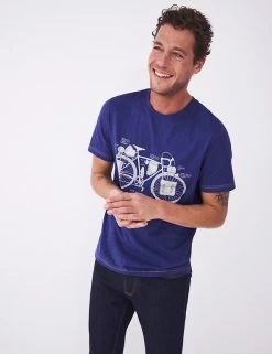 White Stuff Men's T-shirts Pure Cotton Bike Graphic T-Shirt