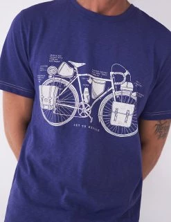 White Stuff Men's T-shirts Pure Cotton Bike Graphic T-Shirt -New In Mens Store SD 10 T19 1801 E0 X EC 1