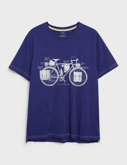White Stuff Men's T-shirts Pure Cotton Bike Graphic T-Shirt -New In Mens Store SD 10 T19 1801 E0 X EC 90