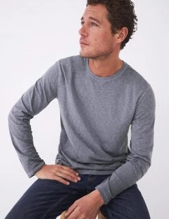 White Stuff Men's T-shirts Pure Cotton Long Sleeve T-Shirt