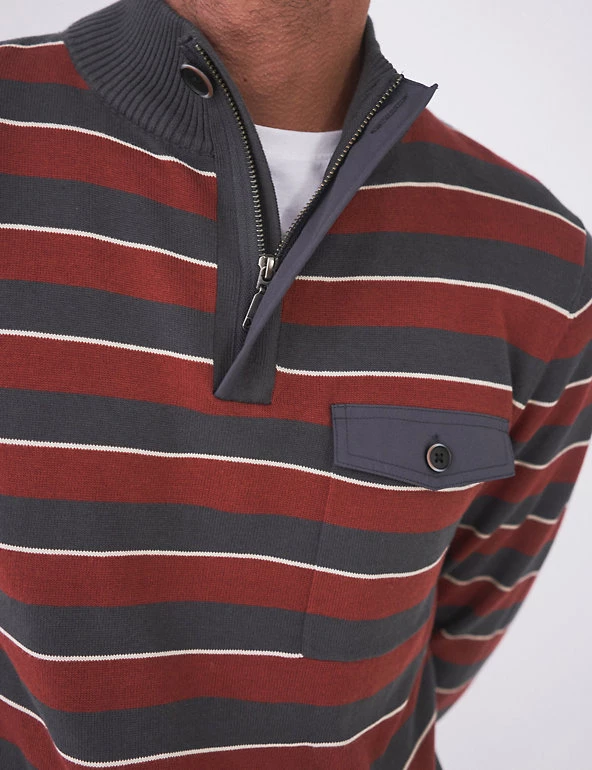 White Stuff Men's Jumpers Organic Cotton Rich Striped Jumper 3 White Stuff Men's Jumpers Organic Cotton Rich Striped Jumper - Image 3