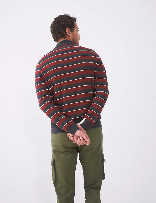 White Stuff Men's Jumpers Organic Cotton Rich Striped Jumper 4 White Stuff Men's Jumpers Organic Cotton Rich Striped Jumper - Image 4