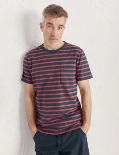 Seasalt Cornwall Men's T-shirts Organic Cotton Crew Neck Striped T-Shirt