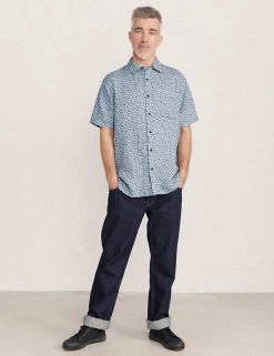 Seasalt Cornwall Men's Shirts Pure Linen Printed Shirt -New In Mens Store SD 10 T19 2407 E4 X EC 1