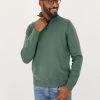 FatFace Men's Jumpers Cotton Rich Funnel Neck Half Zip Jumper