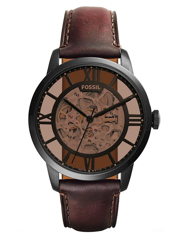 Men's Watches Fossil Townsman Automatic Brown Leather Watch 1 Men's Watches Fossil Townsman Automatic Brown Leather Watch