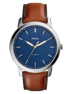 Men's Watches Fossil Minimalist Fashion Analogue Quartz Brown Leather Watch