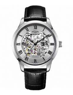 Men's Watches Rotary Greenwich Black Leather Watch