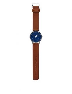 Men's Watches Skagen Signatur Brown Leather Watch -New In Mens Store SD 10 T55 7736 E4 X EC 1
